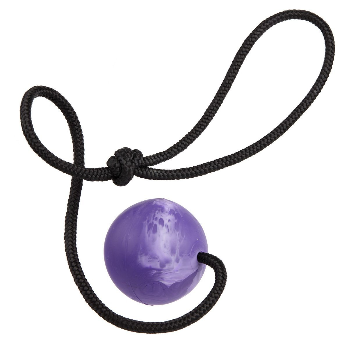 Rubber Euro Ball with Rope 2.75" Purple Dog Toys Dogline