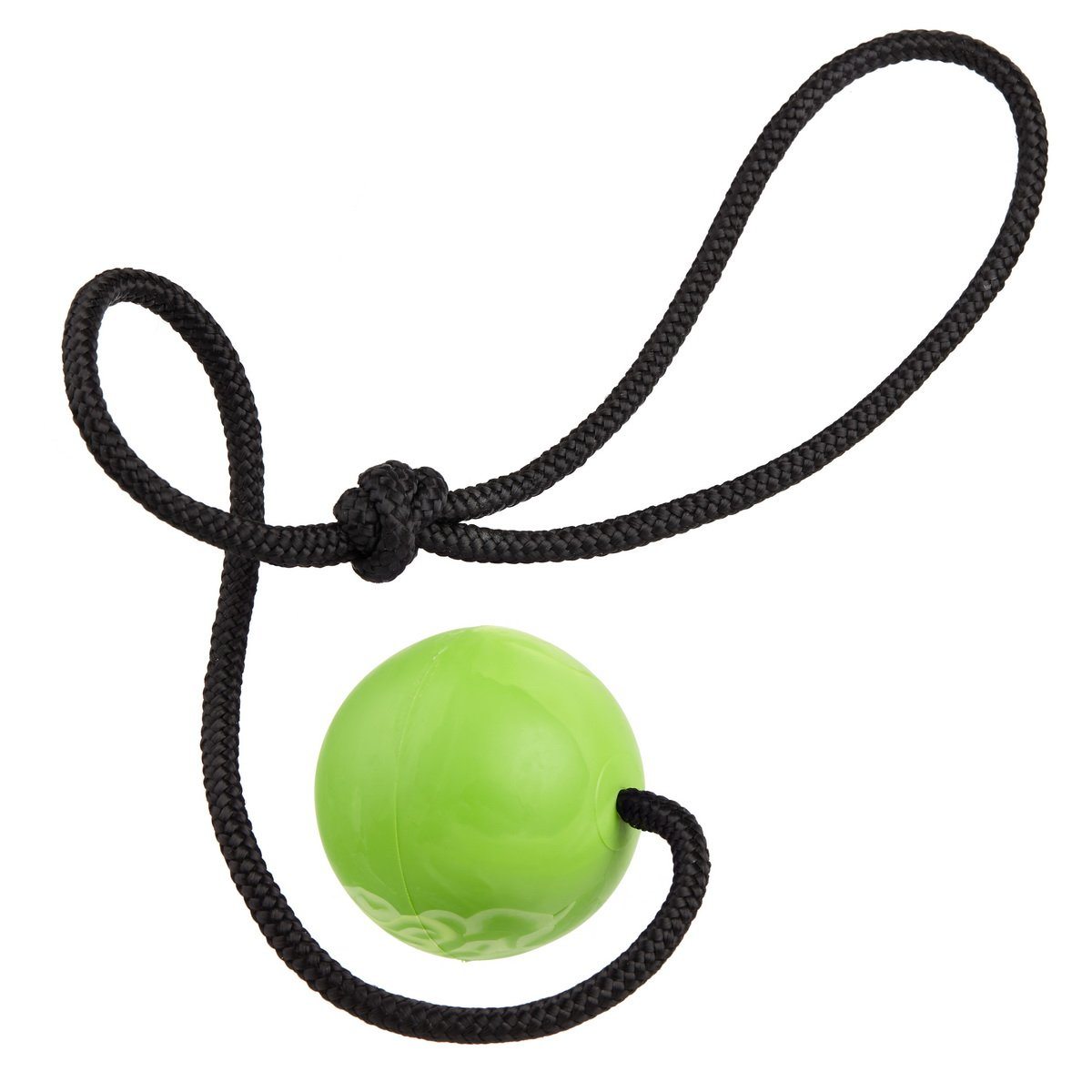 Rubber Euro Ball with Rope 2.75" Green Dog Toys Dogline
