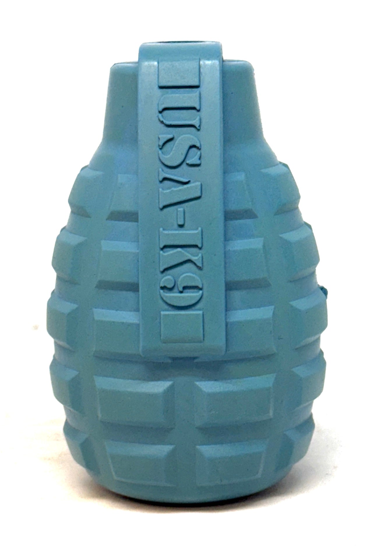 Grenade eDispenser Durable Dog Chew Toy & Treat Dispenser MEDIUM STEEL BLUE GRENADE Rubber Dog Toys SodaPup/True Dogs, LLC
