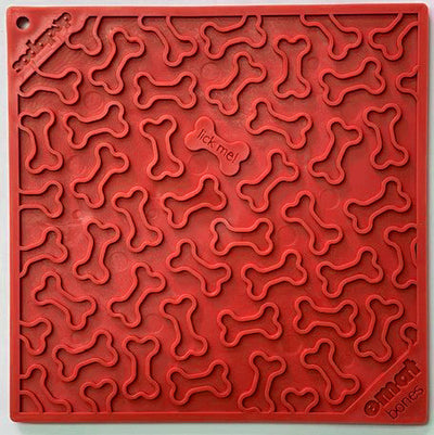 Bones eMat - Enrichment Lick Mat for Dogs and Cats | eMat Enrichment Toy for Anxiety Relief | SodaPup Red Bones E-Mat EMAT SodaPup/True Dogs, LLC
