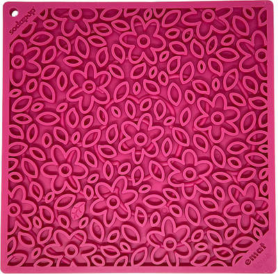 Flower Power Dog Lick Mat | Retro eMat Enrichment Toy | USA Made Flower Power E-Mat - large pink EMAT SodaPup/True Dogs, LLC