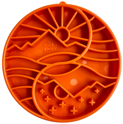 Sun and Moon eTray - Shallow Slow Feeder Dog Bowl & Lick Mat | USA Made Orange Yin Yang etray ETRAY SodaPup/True Dogs, LLC