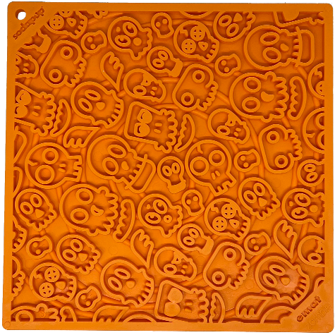 Zombie eMat - Enrichment Lick Mat for Dogs and Cats | Halloween Skull Design | SodaPup Zombie E-Mat - Orange EMAT SodaPup/True Dogs, LLC