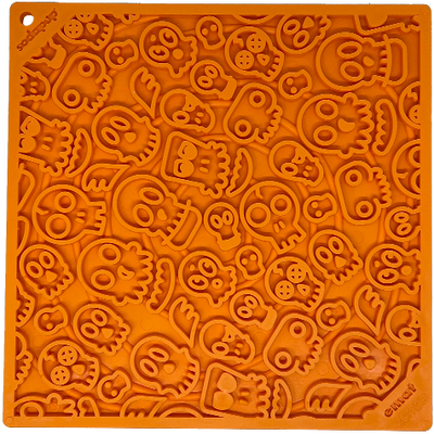 Zombie Dog Lick Mat | Halloween Skull eMat Enrichment Toy | SodaPup Zombie E-Mat - Orange EMAT SodaPup/True Dogs, LLC