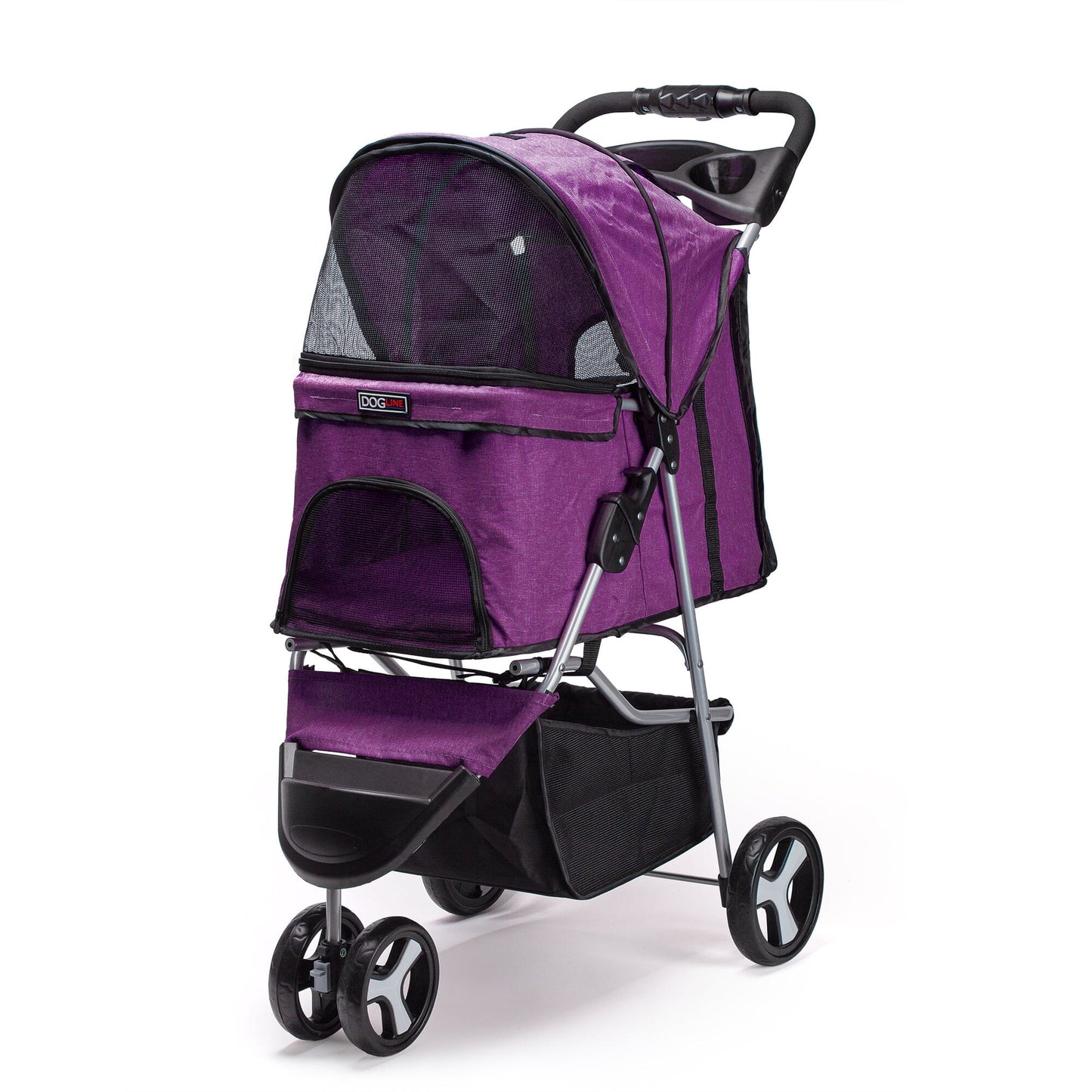 Casual Pet Stroller with a Removable Cup Holder Purple Pet Carriers Dogline