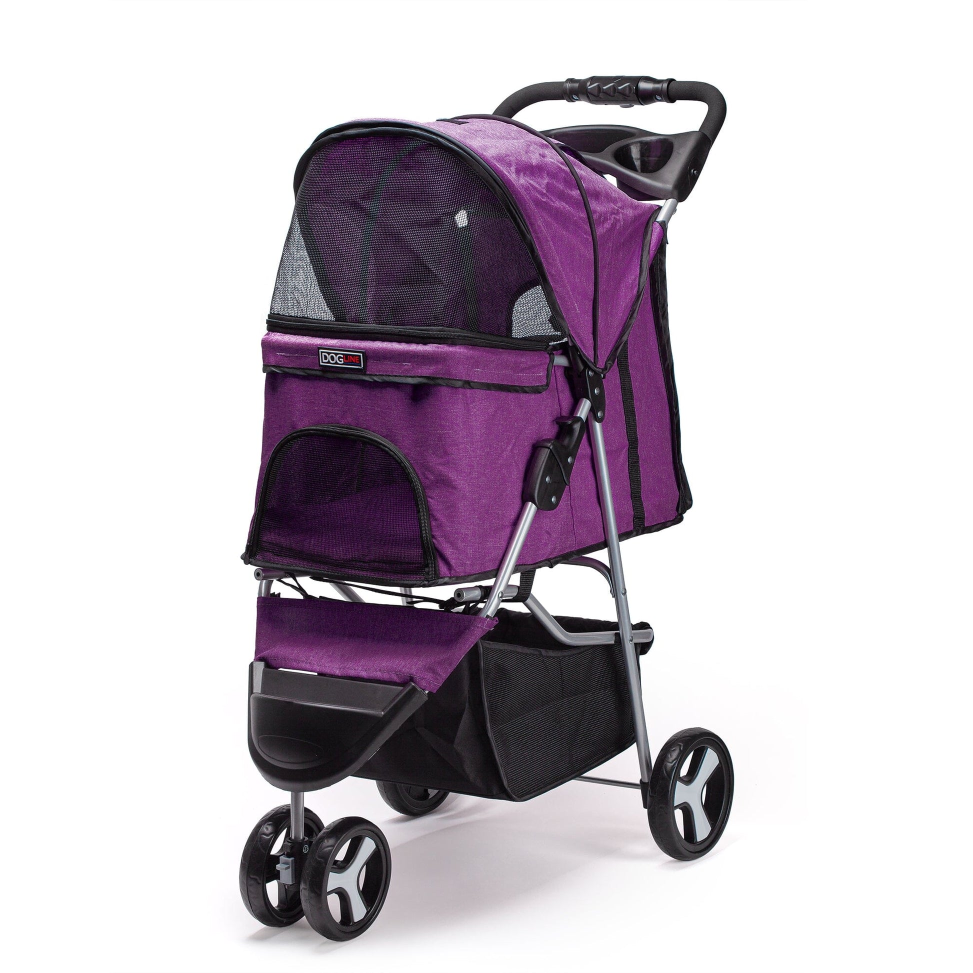 Casual Pet Stroller with a Removable Cup Holder Purple Pet Carriers Dogline