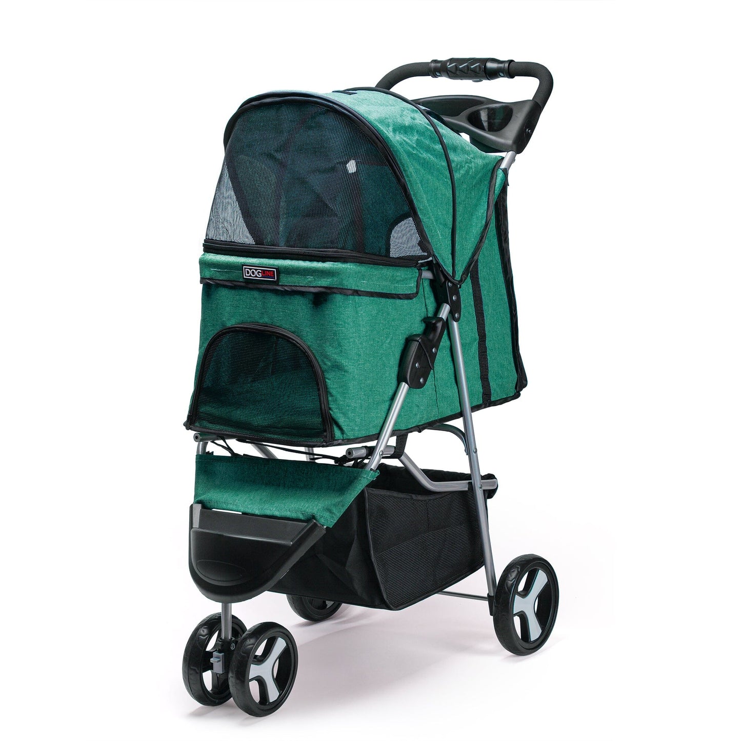 Casual Pet Stroller with a Removable Cup Holder Teal Pet Carriers Dogline