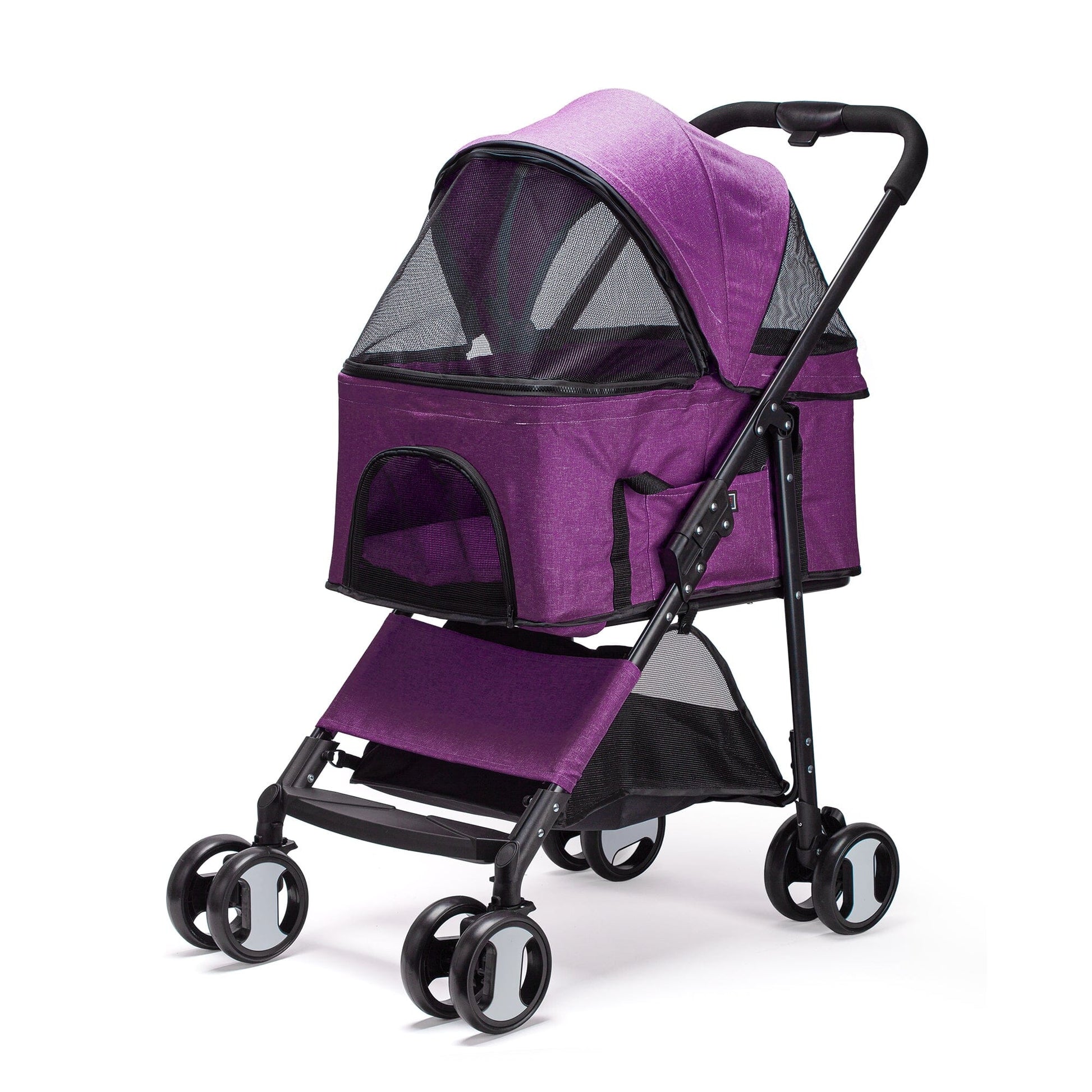 Executive Pet Stroller with a Removable Cradle Purple Pet Carriers Dogline