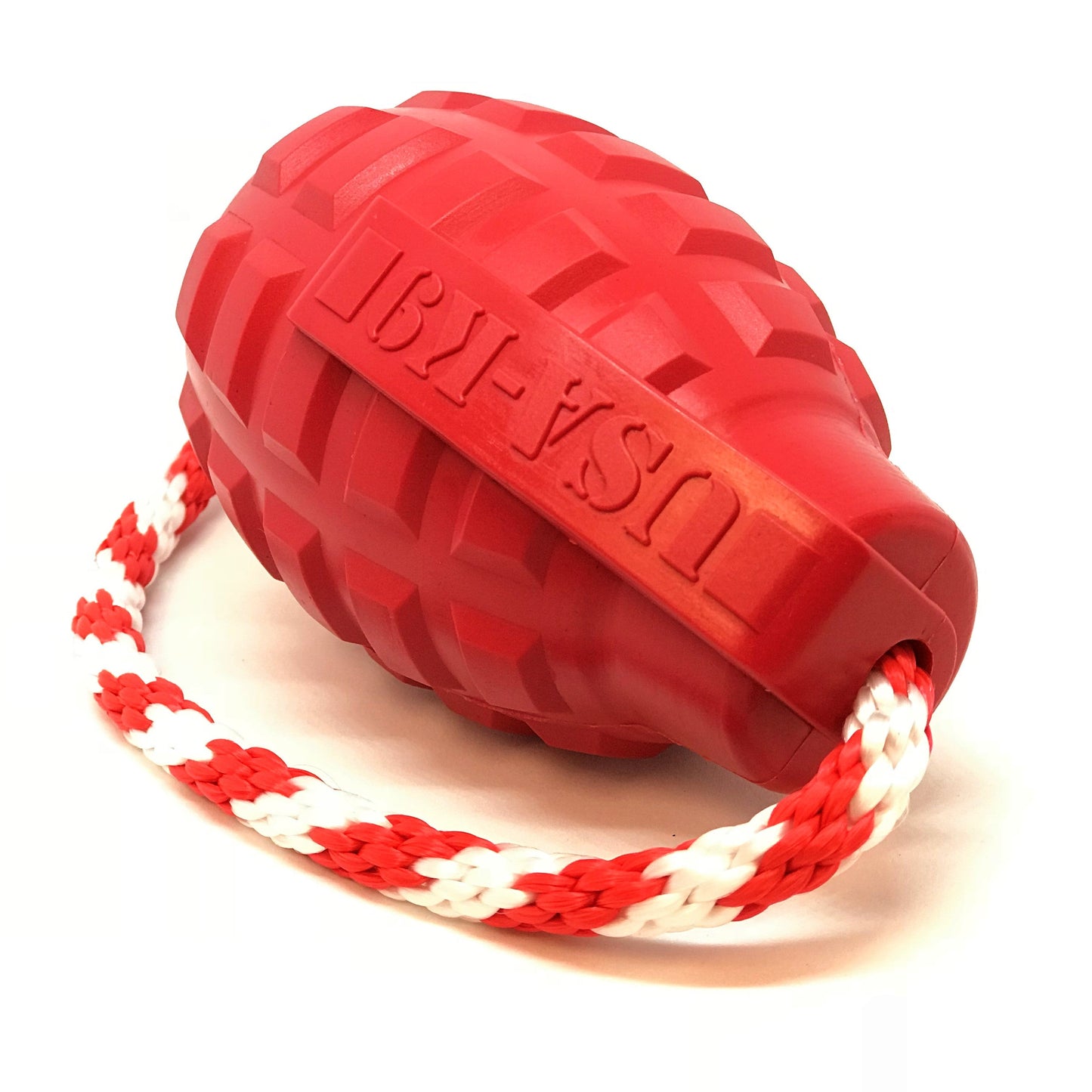 USA-K9 Grenade Durable Rubber Chew Toy, Treat Dispenser, Reward Toy, Tug Toy, and Retrieving Toy Rubber Dog Toys SodaPup/True Dogs, LLC