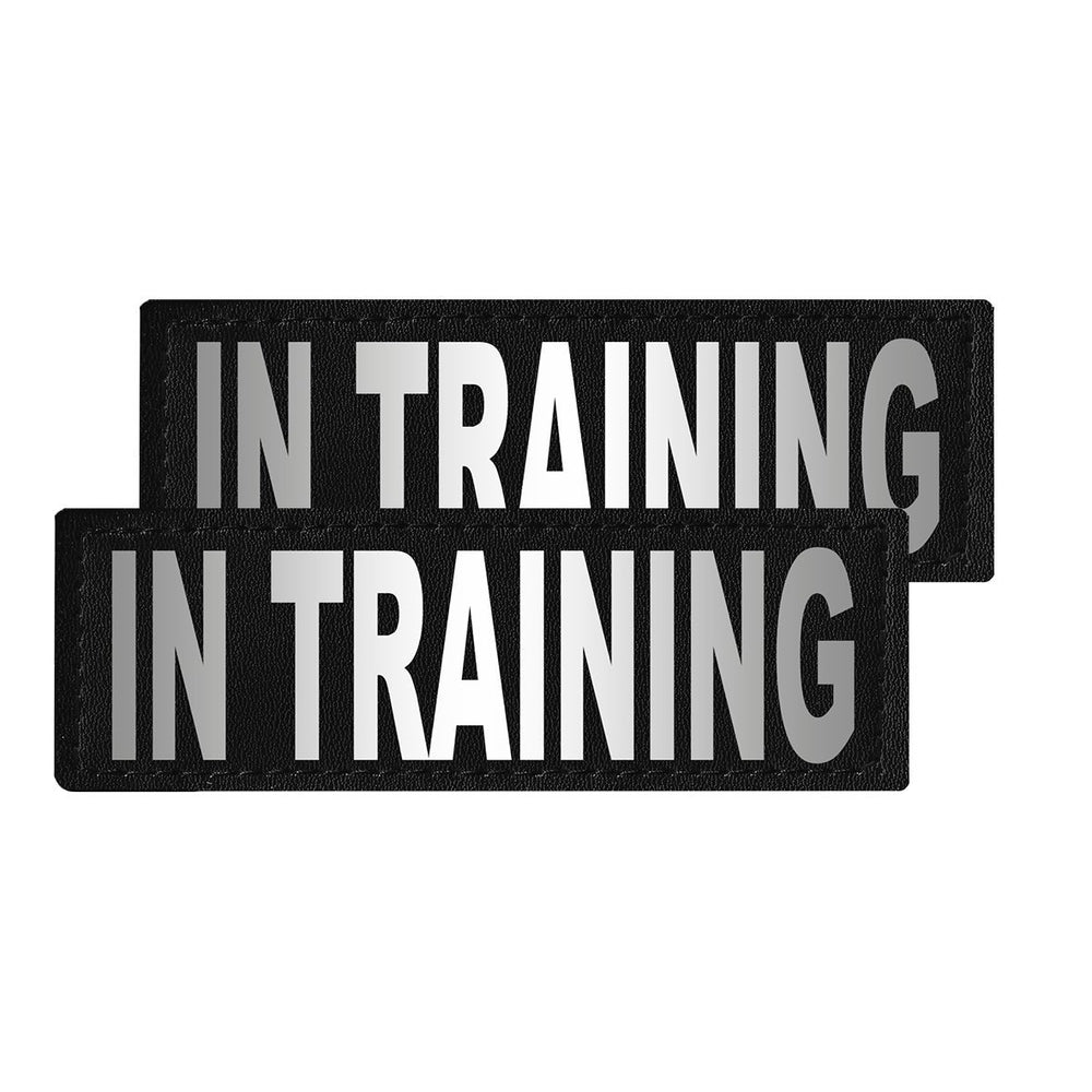 Removable Reflective Patches (Set of 2) "IN TRAINING" Dog Patches Dogline