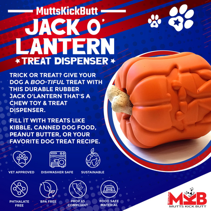 Jack O'Lantern Durable Rubber Chew Toy and Treat Dispenser