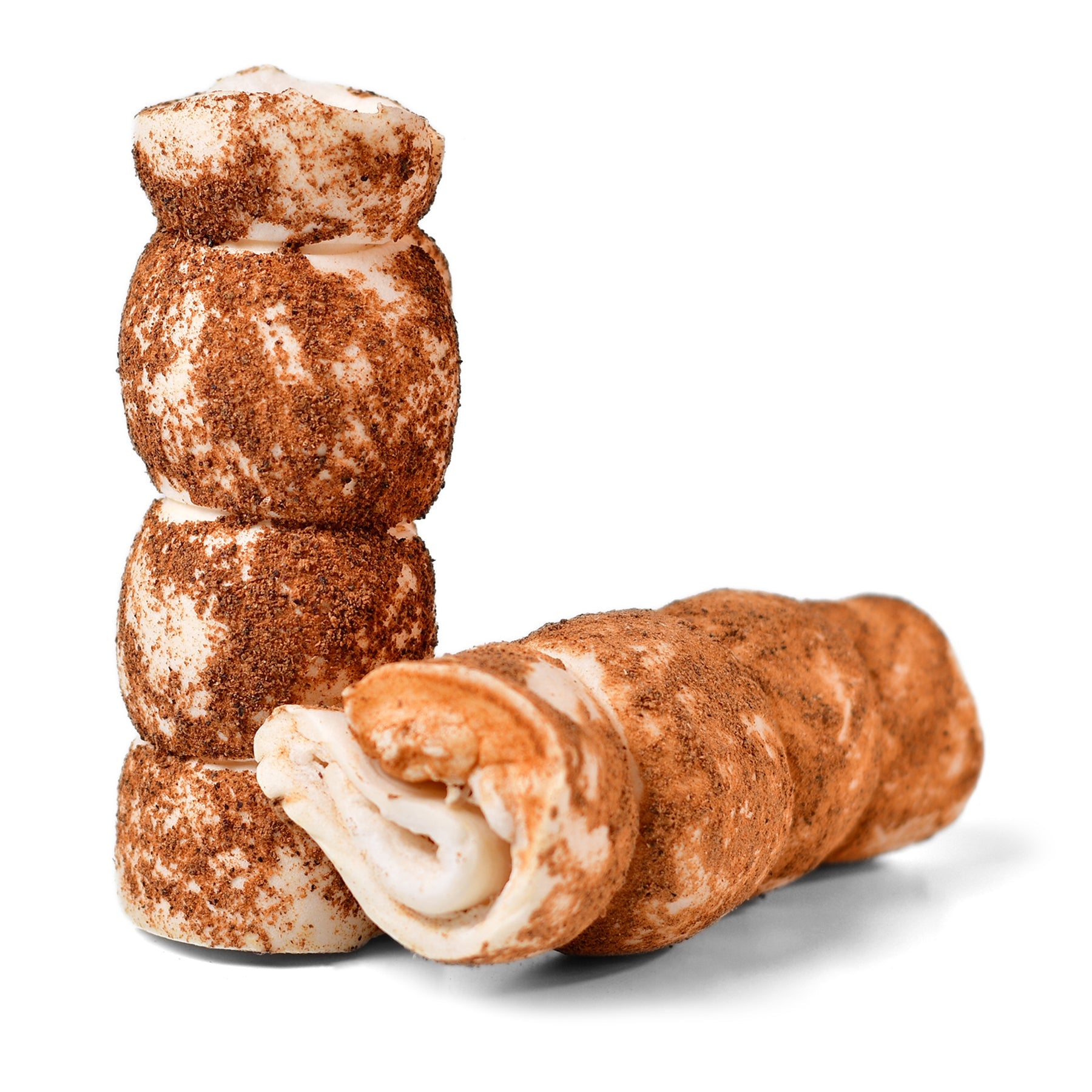 3"- 5" Liver Dusted Cheek Rolls 10 pcs bag Collagen Cheek Rolls Chews SuperCan Bully Sticks