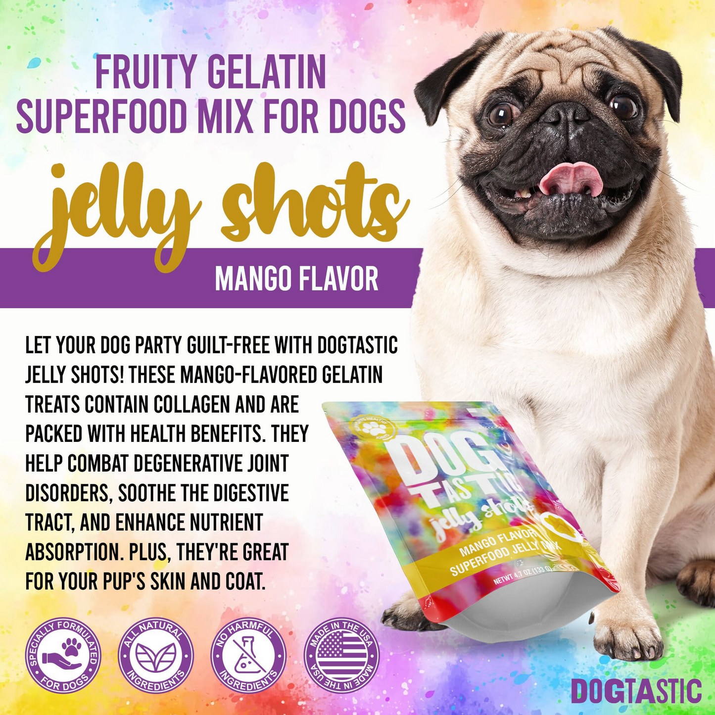 Dogtastic Jelly Shots Gelatin Mix for Dogs - Mango Flavor T&T