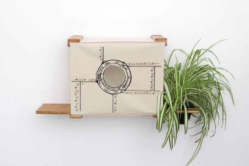 Deluxe Cat Cubby Bed Natural Bamboo Porthole Planter Catastrophic Creations