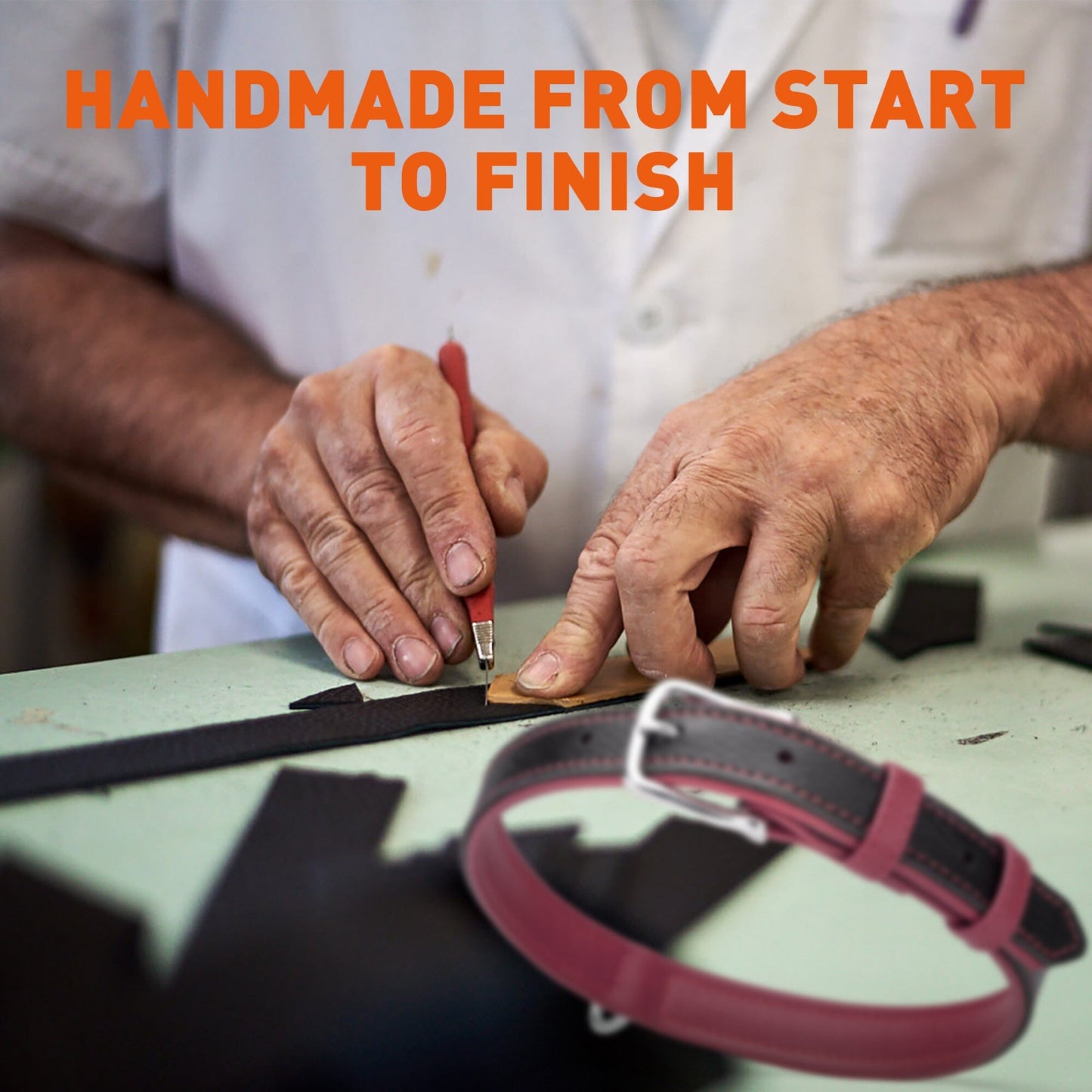 Soft Leather Dual-Color Flat Dog Collar Dog Collar Dogline