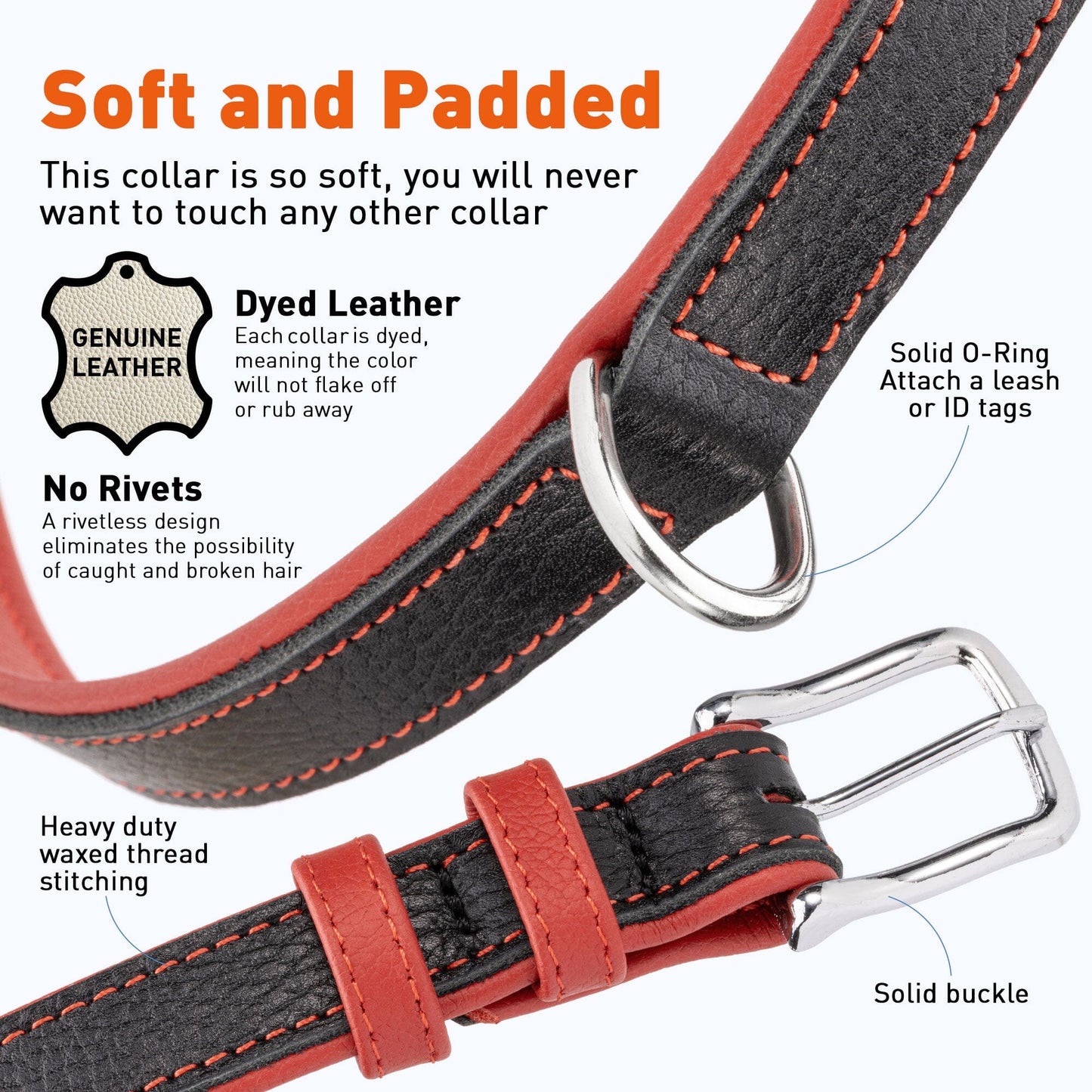 Soft Leather Dual-Color Flat Dog Collar Dog Collar Dogline