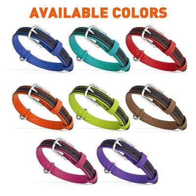 Soft Leather Dual-Color Flat Dog Collar Dog Collar Dogline