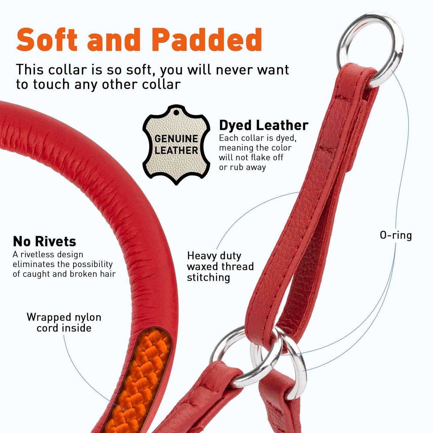 Soft Leather Round Martingale Collar Dog Collars Dogline