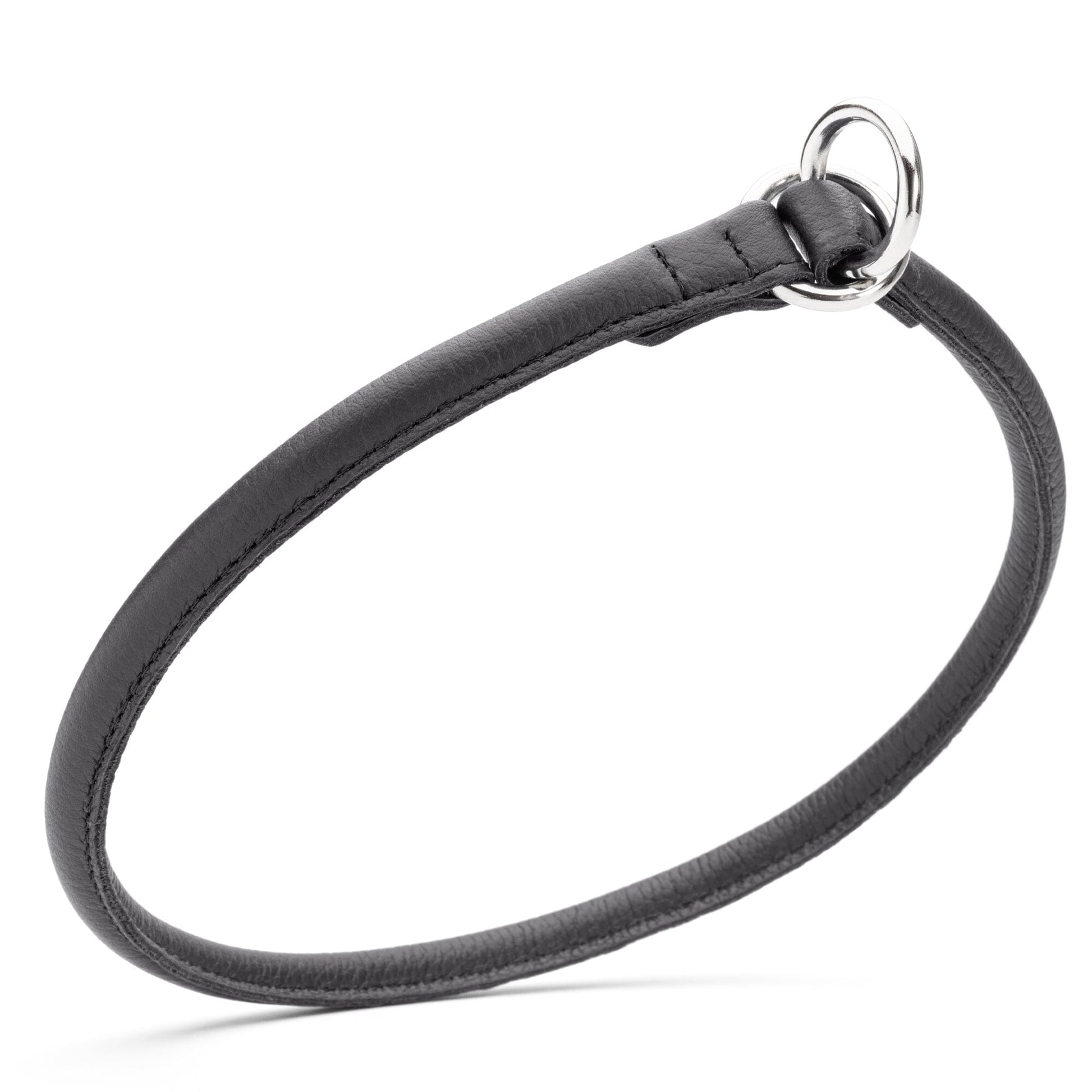 Soft Leather Round Slip Collar Black 3 8" Dog Collars Dogline