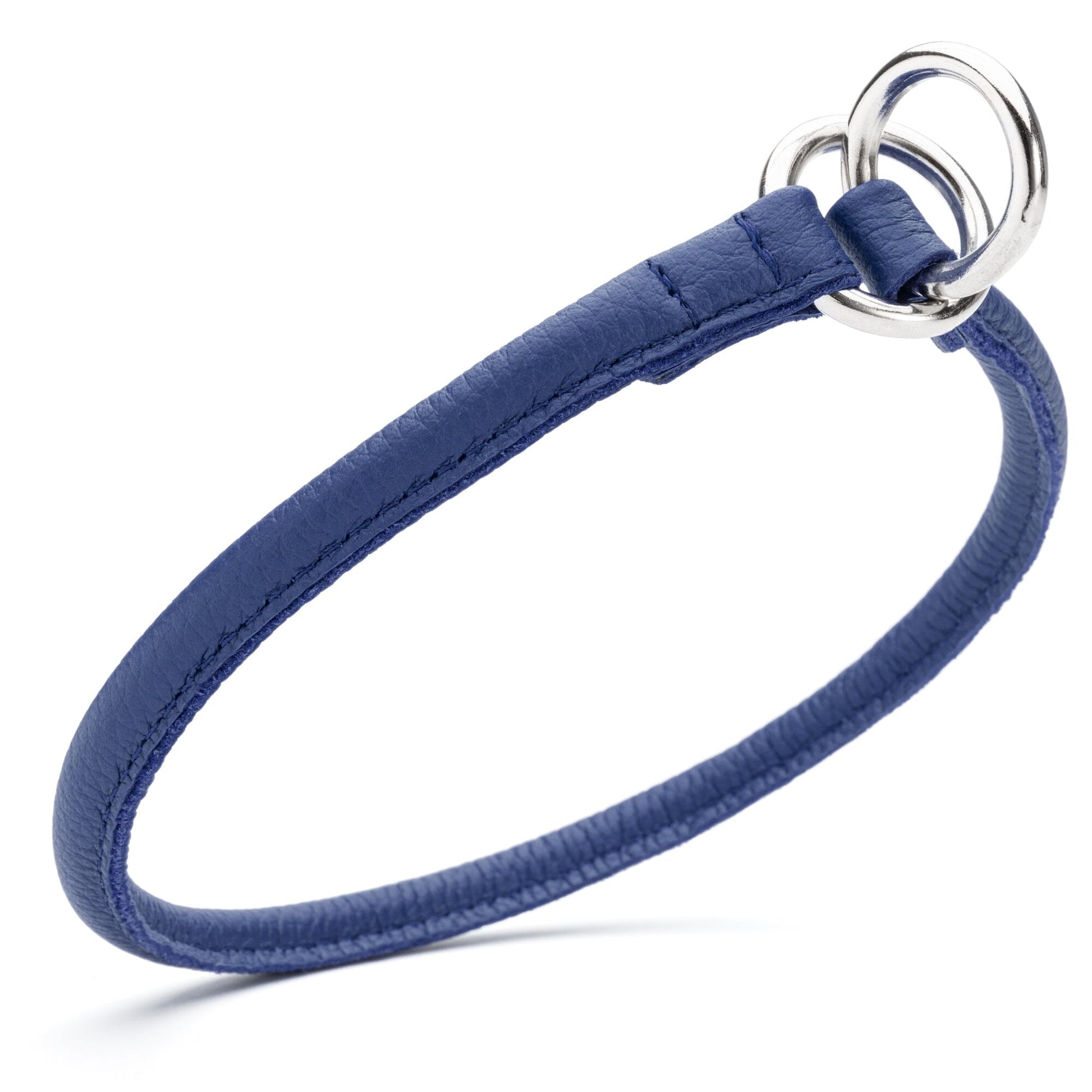 Soft Leather Round Slip Collar Royal Blue 1 3" Dog Collars Dogline