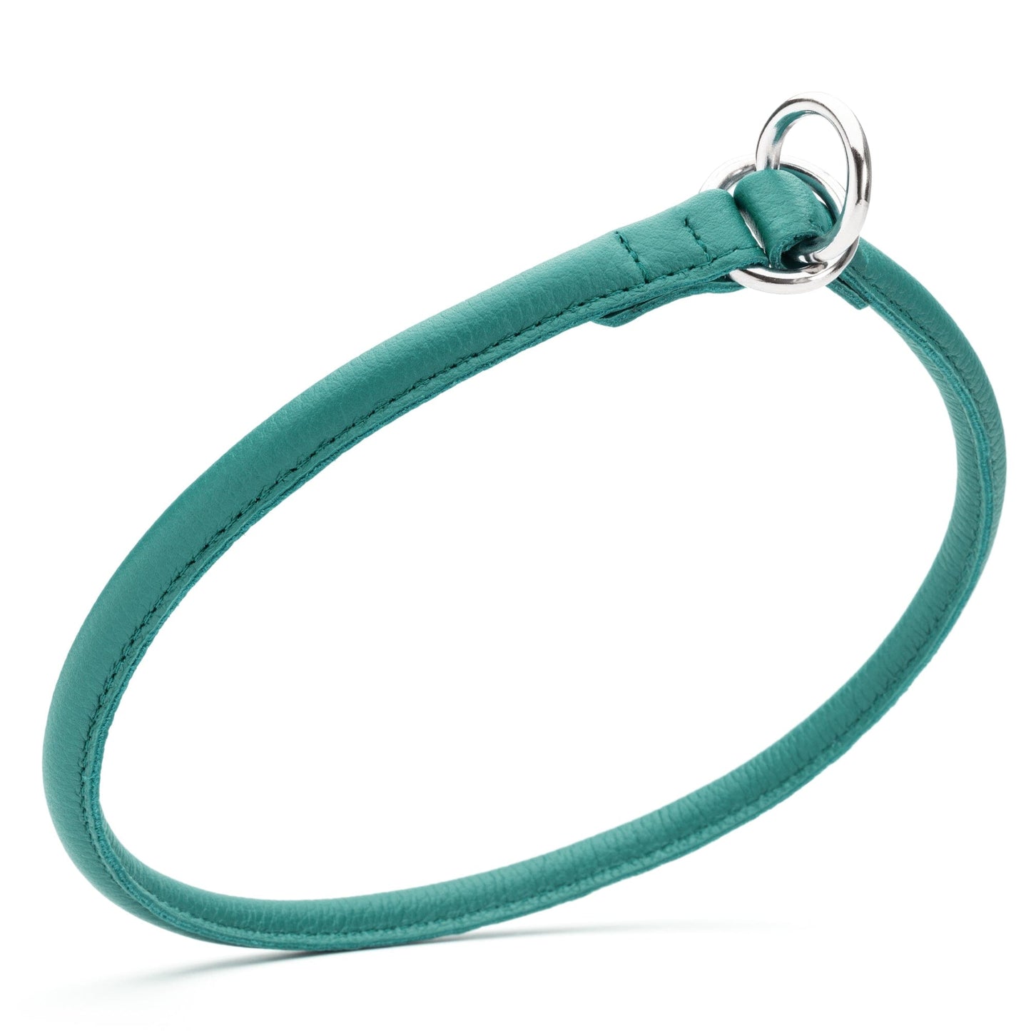 Soft Leather Round Slip Collar Teal 3 8" Dog Collars Dogline