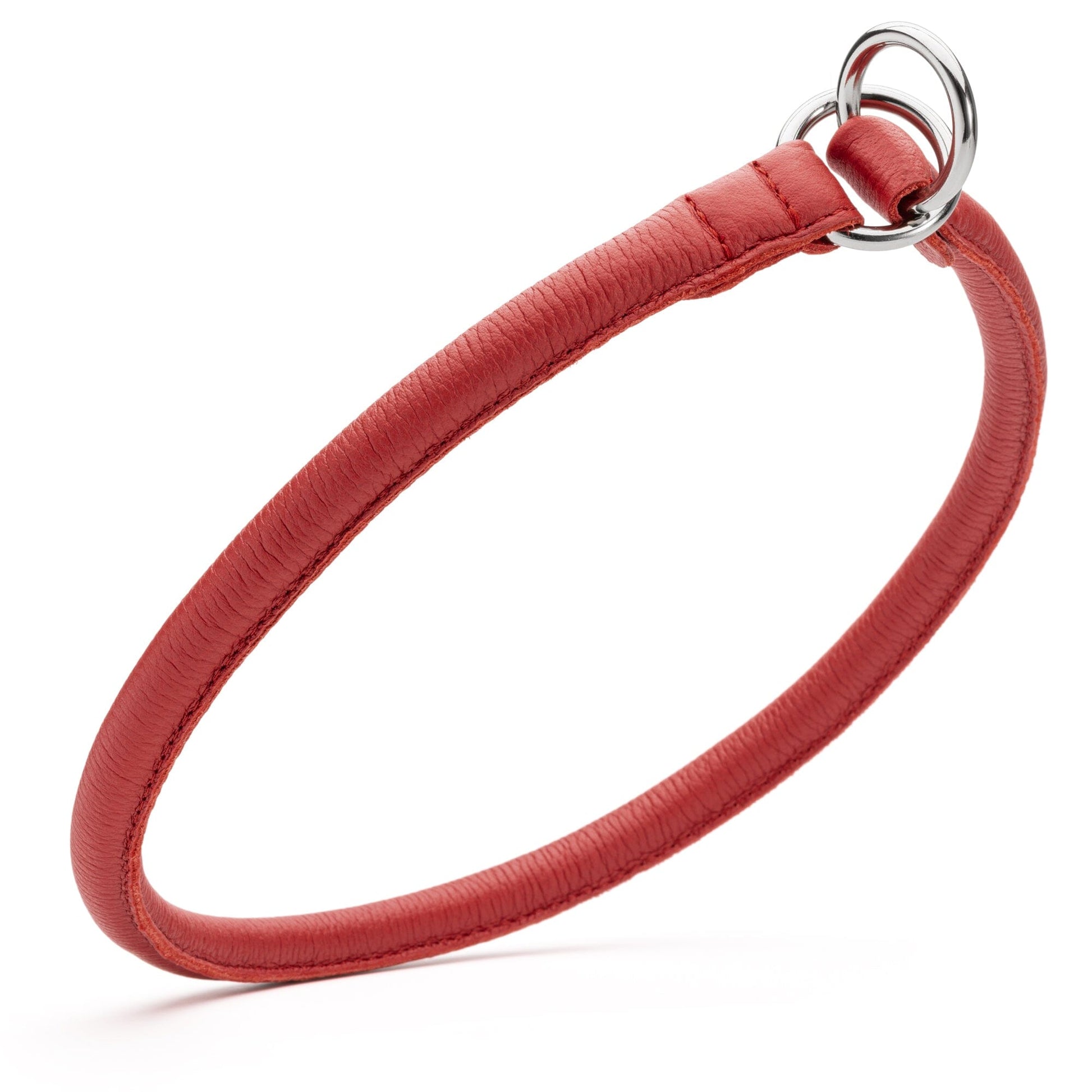 Soft Leather Round Slip Collar Red 1 2" Dog Collars Dogline