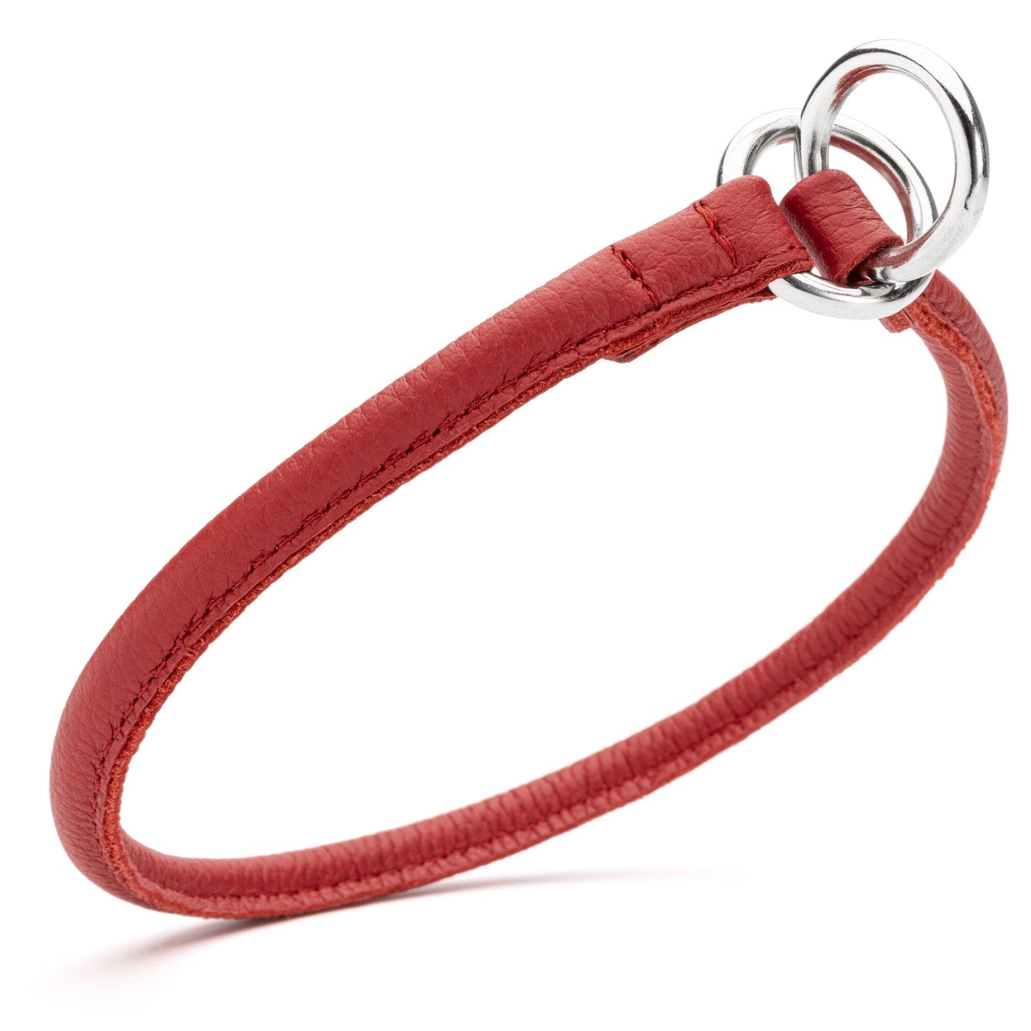 Soft Leather Round Slip Collar Red 1 3" Dog Collars Dogline