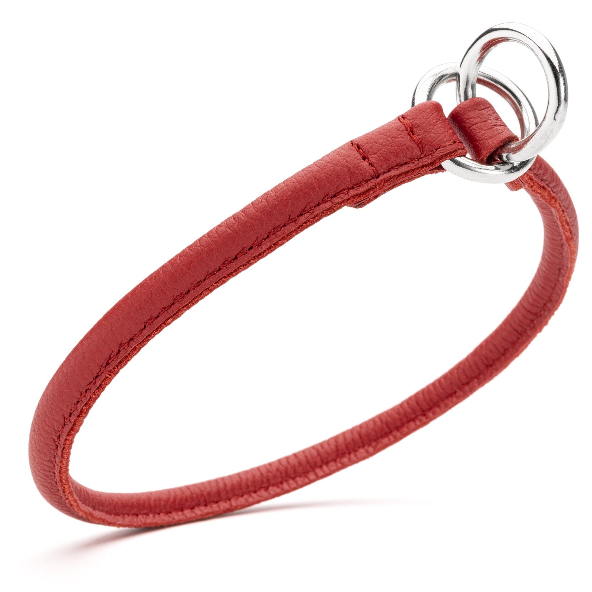Soft Leather Round Slip Collar Red 1 3" Dog Collars Dogline