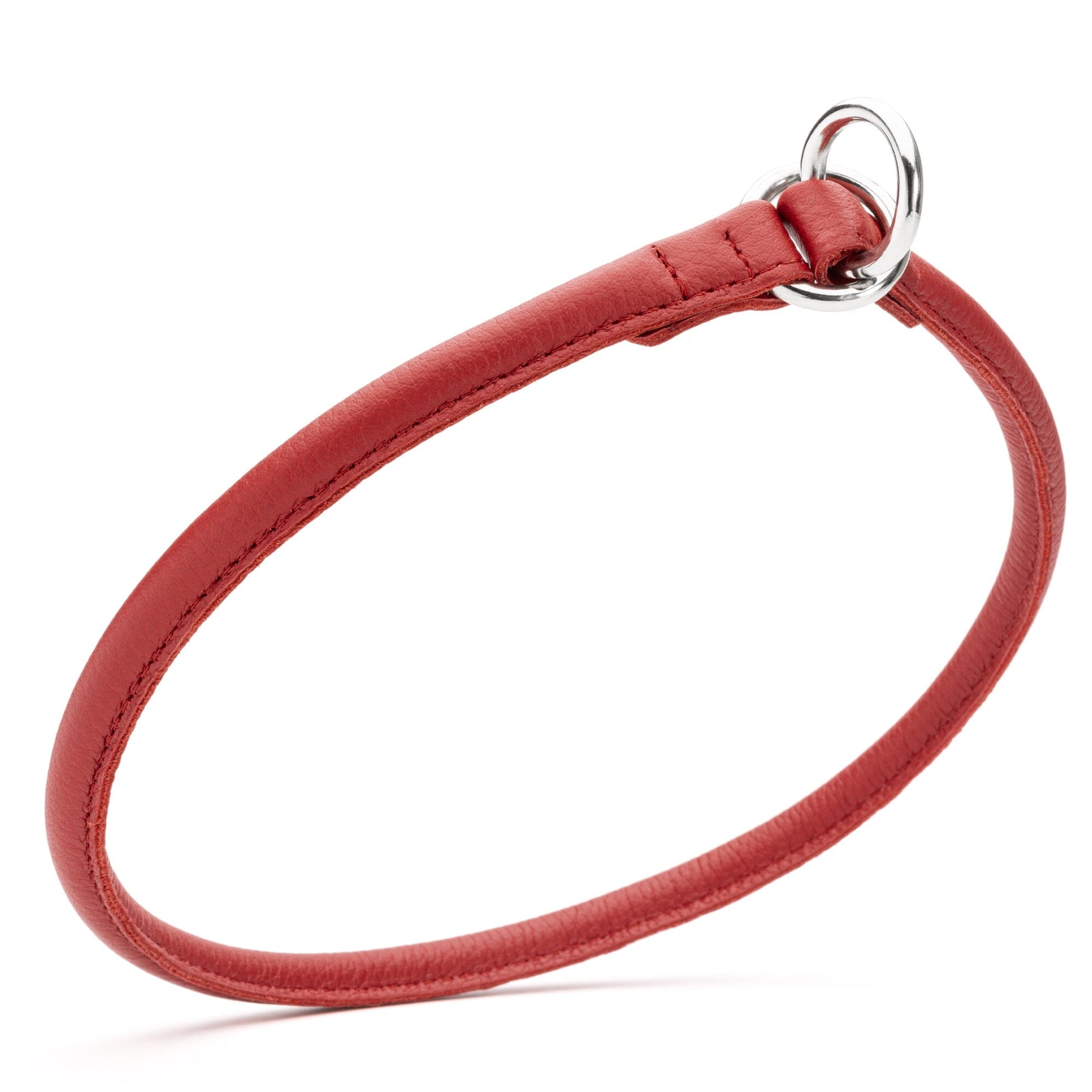 Soft Leather Round Slip Collar Red 3 8" Dog Collars Dogline