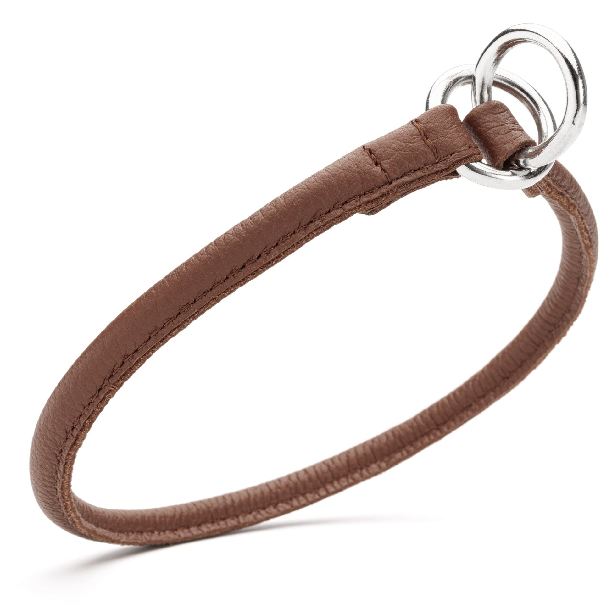 Soft Leather Round Slip Collar Brown 1 3" Dog Collars Dogline