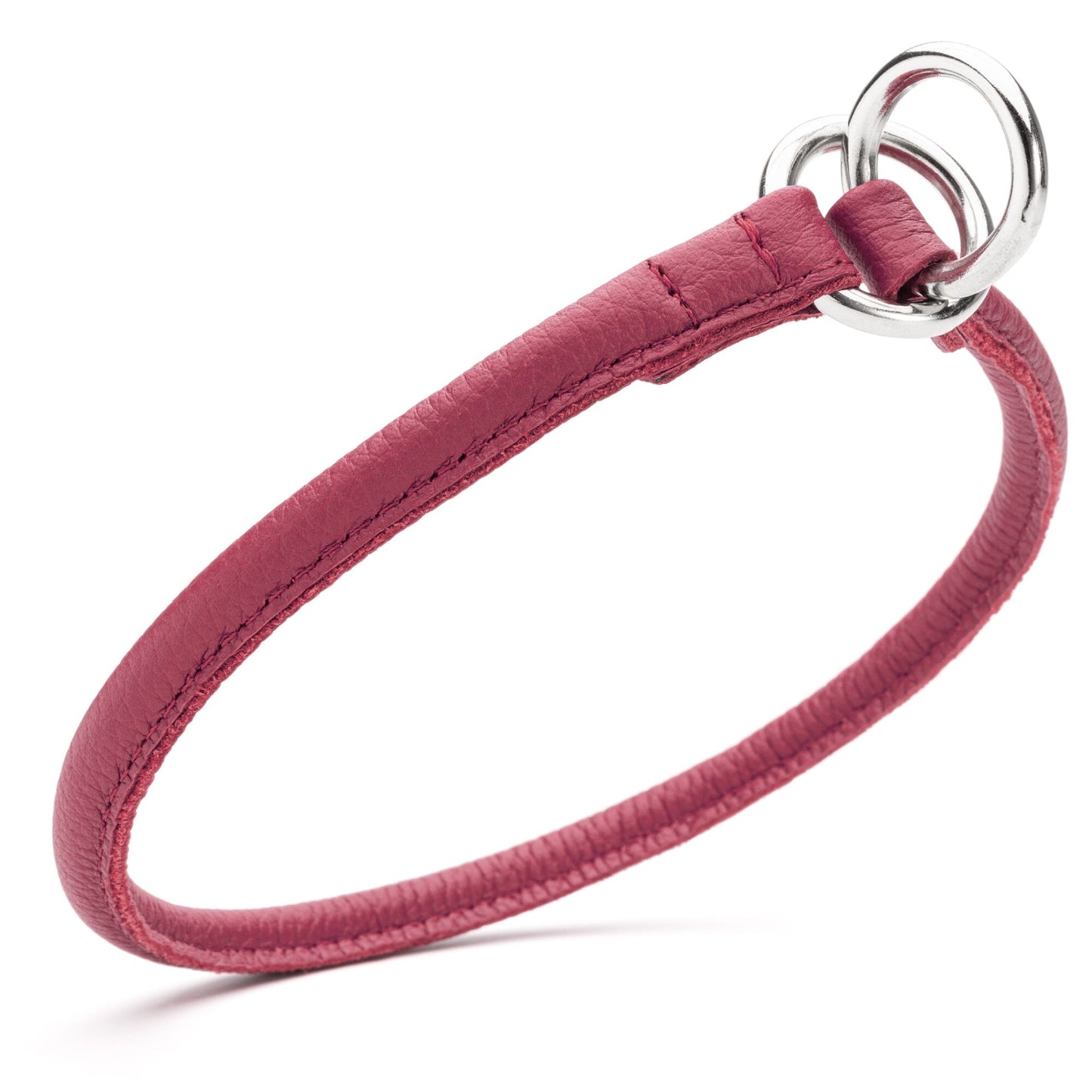 Soft Leather Round Slip Collar Pink 1 3" Dog Collars Dogline