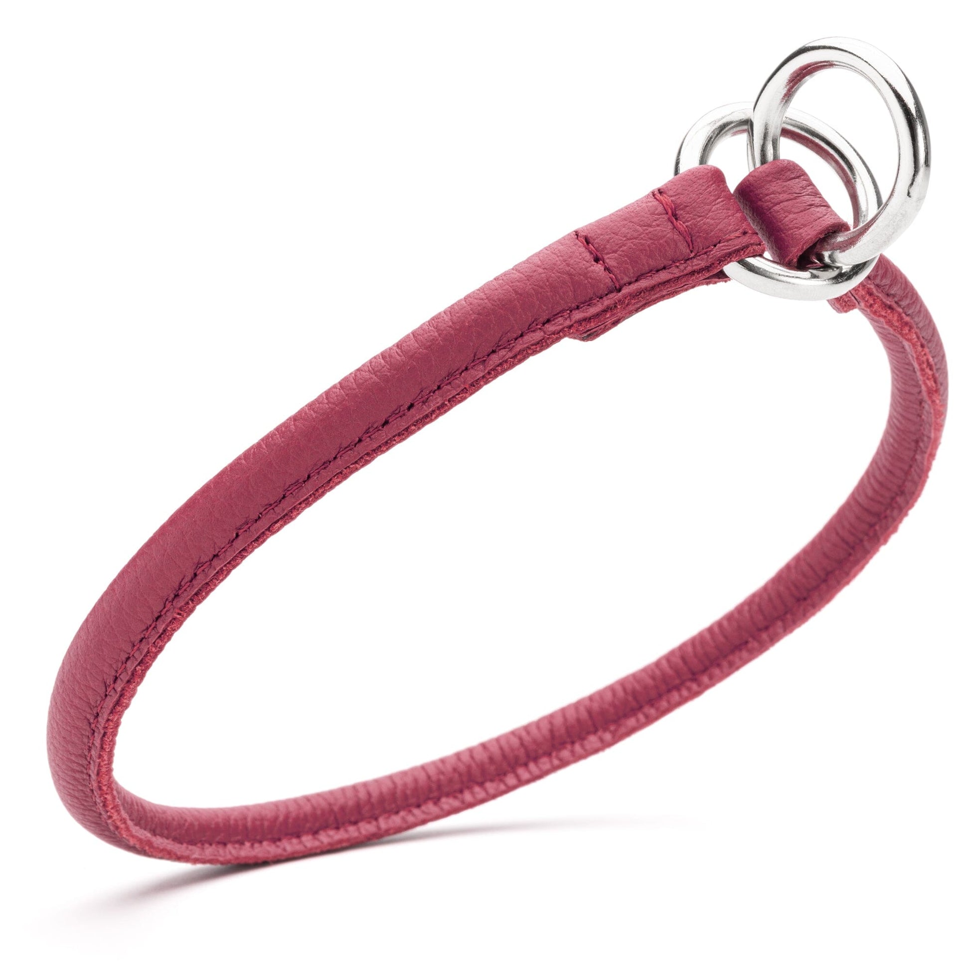 Soft Leather Round Slip Collar Pink 1 3" Dog Collars Dogline