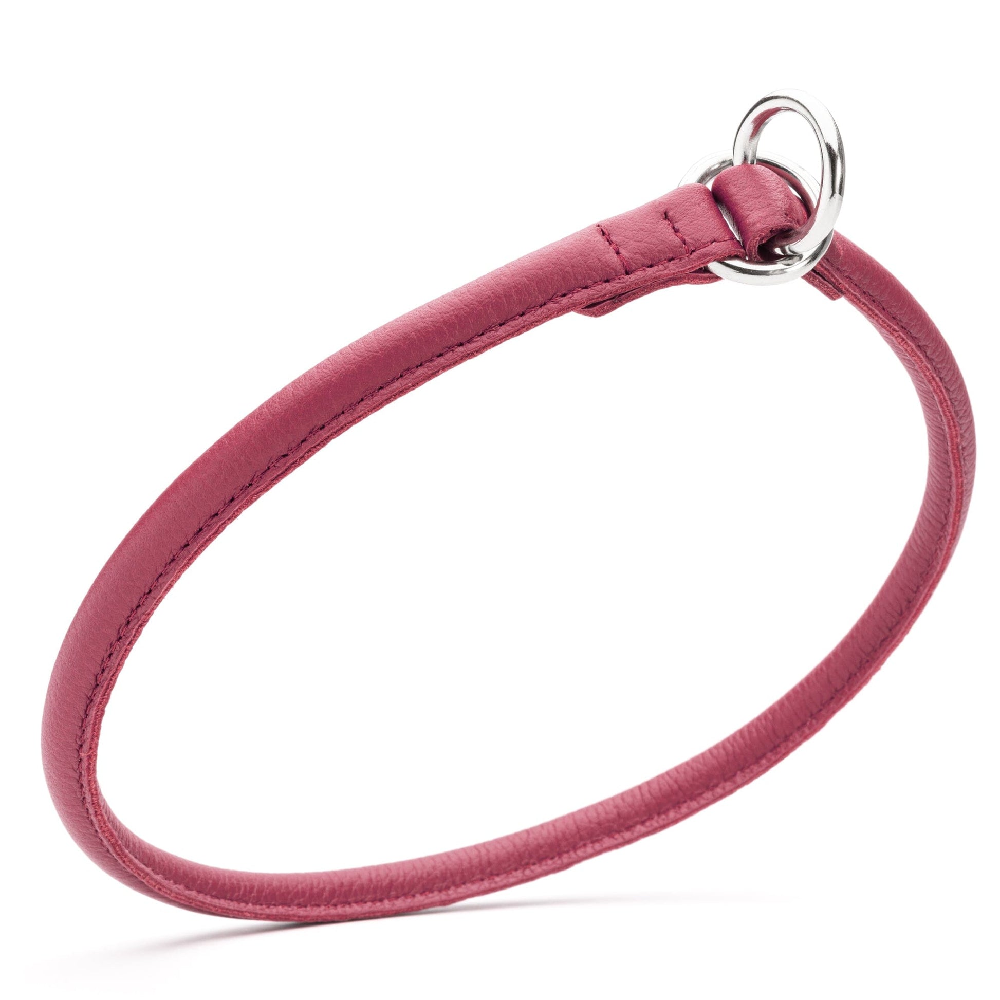 Soft Leather Round Slip Collar Pink 3 8" Dog Collars Dogline