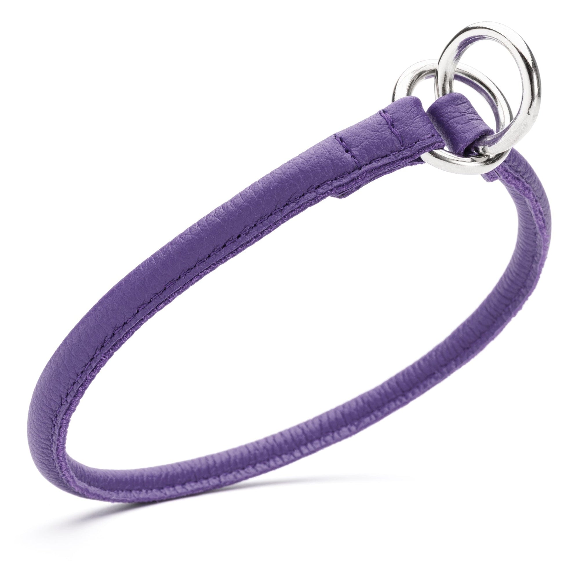 Soft Leather Round Slip Collar Purple 1 3" Dog Collars Dogline