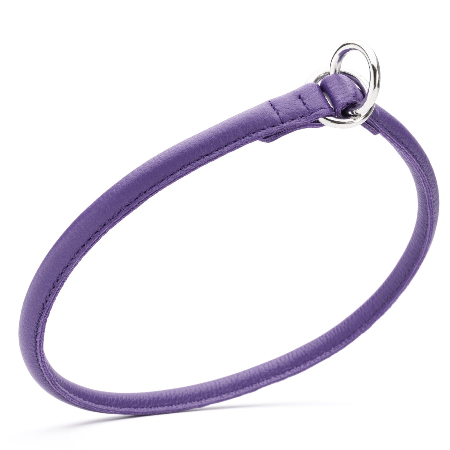 Soft Leather Round Slip Collar Purple 3 8" Dog Collars Dogline