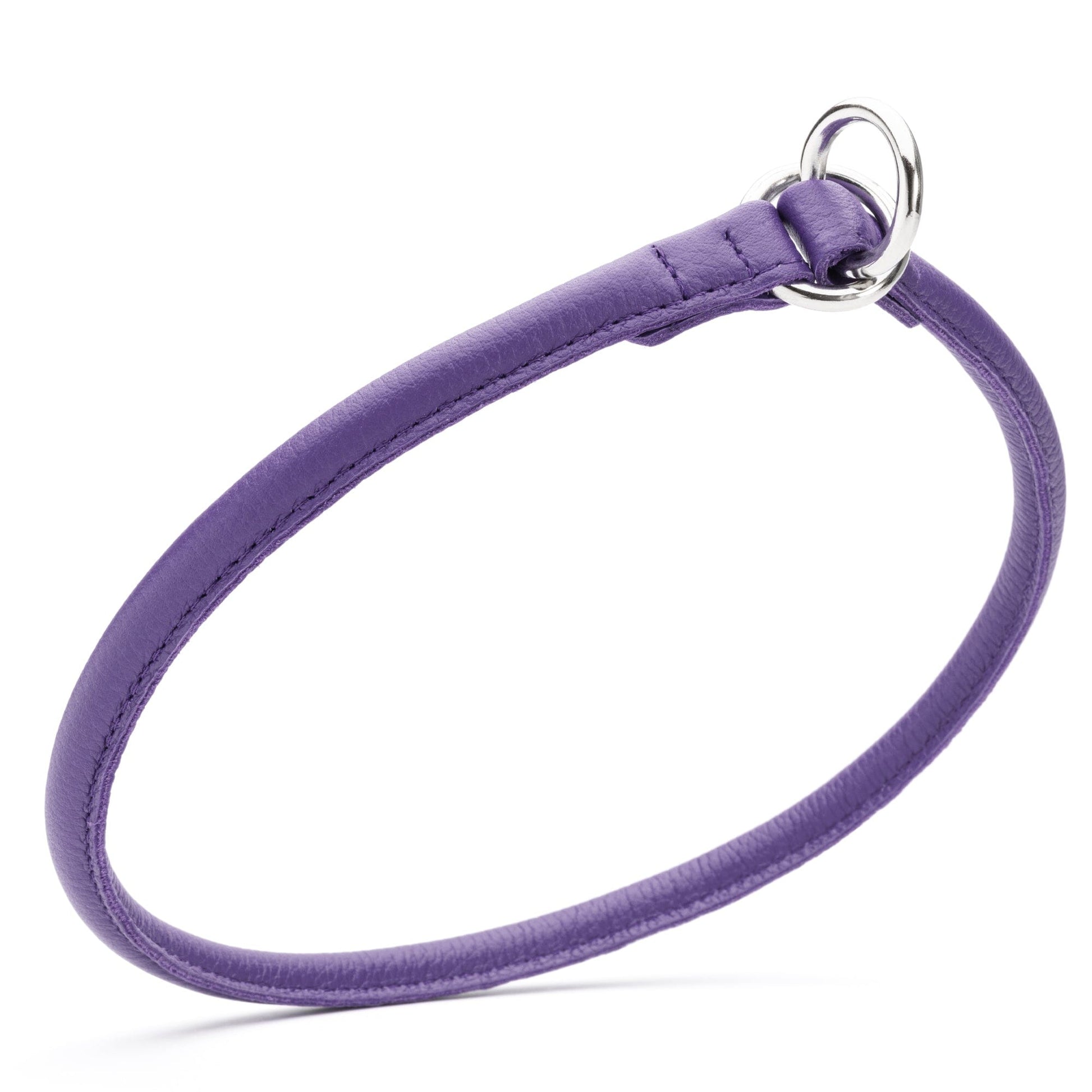 Soft Leather Round Slip Collar Purple 3 8" Dog Collars Dogline
