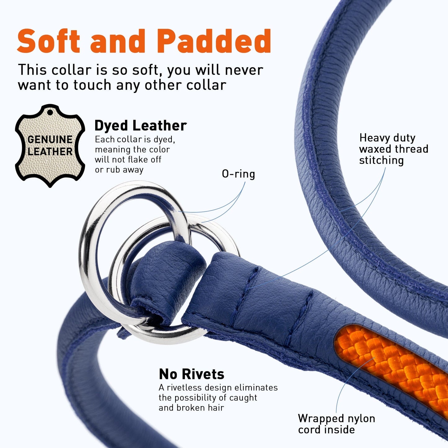 Soft Leather Round Slip Collar Dog Collars Dogline