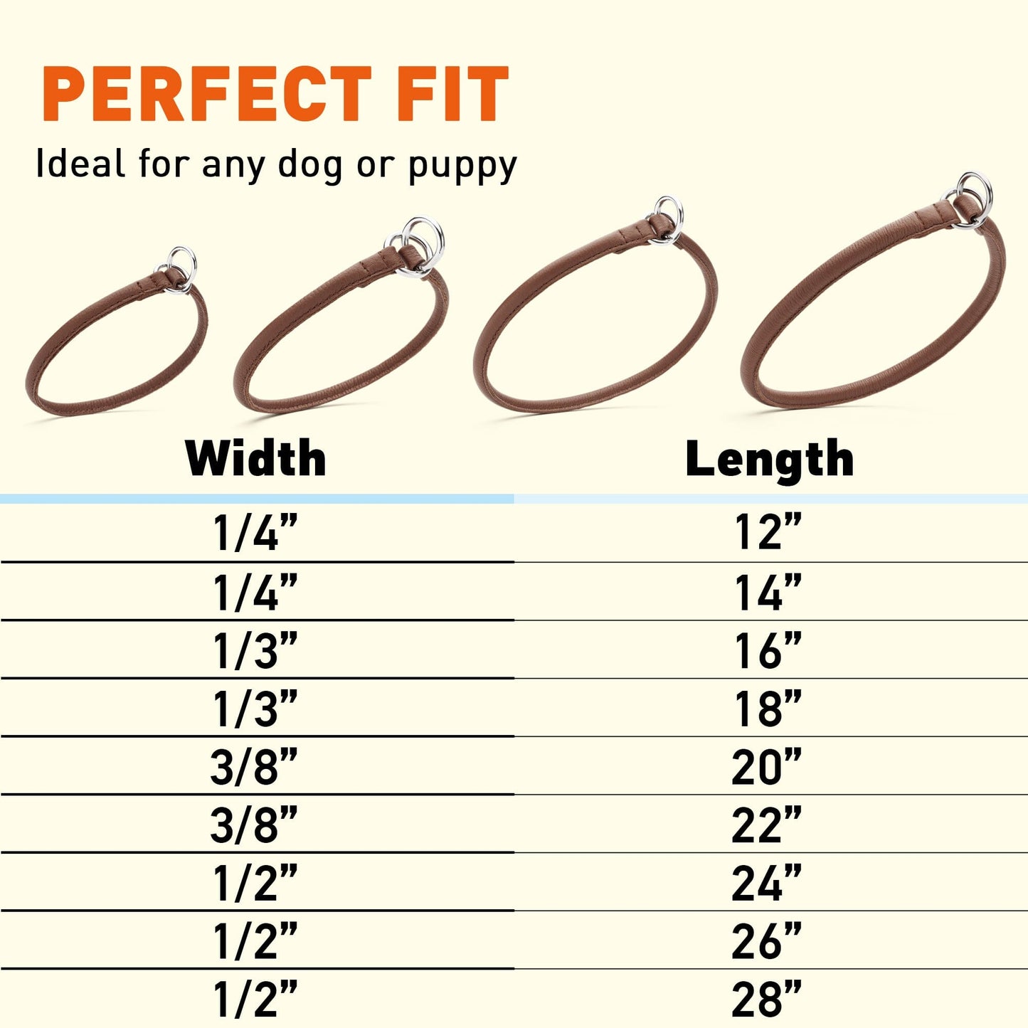 Soft Leather Round Slip Collar Dog Collars Dogline
