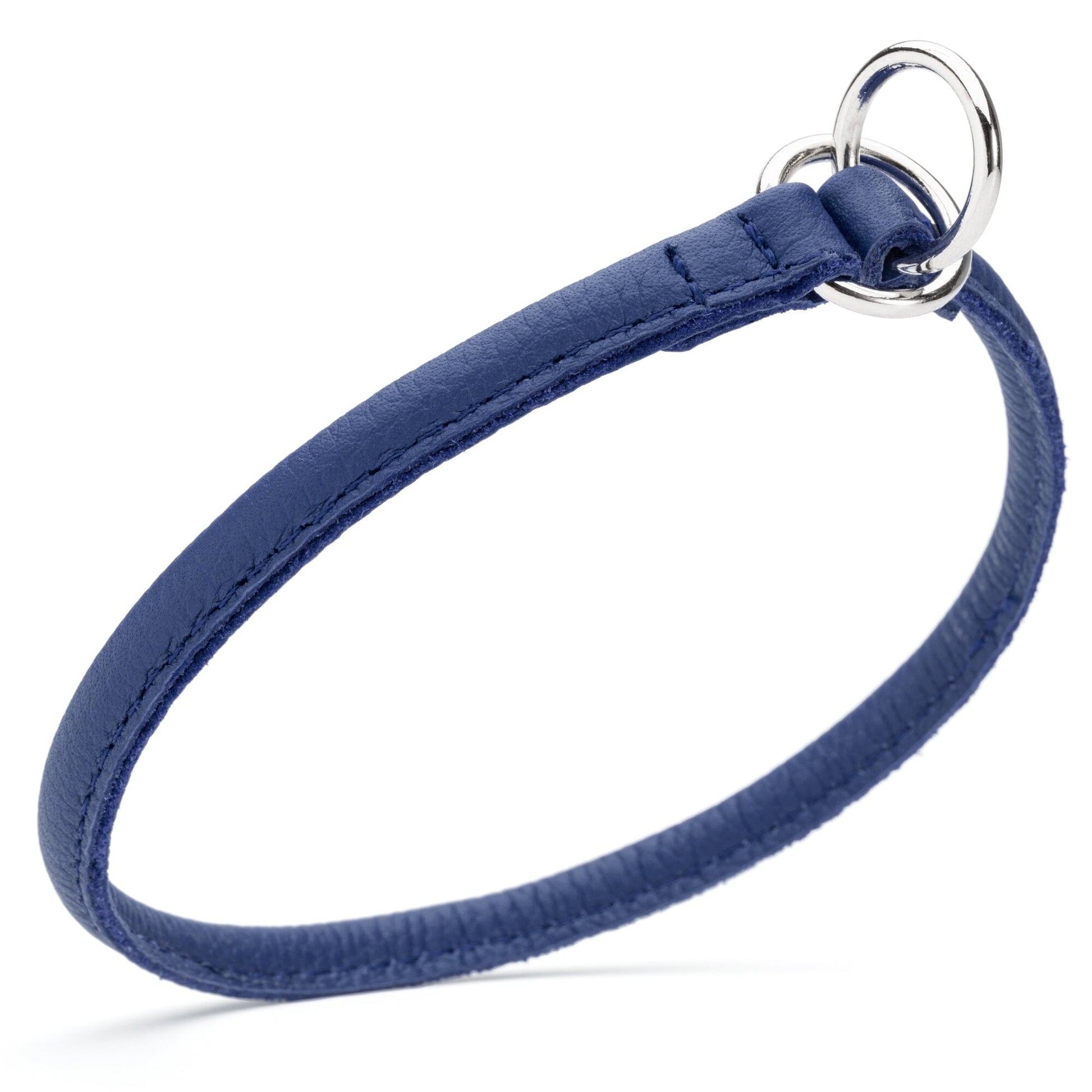 Soft Leather Round Slip Collar Royal Blue 1 4" Dog Collars Dogline
