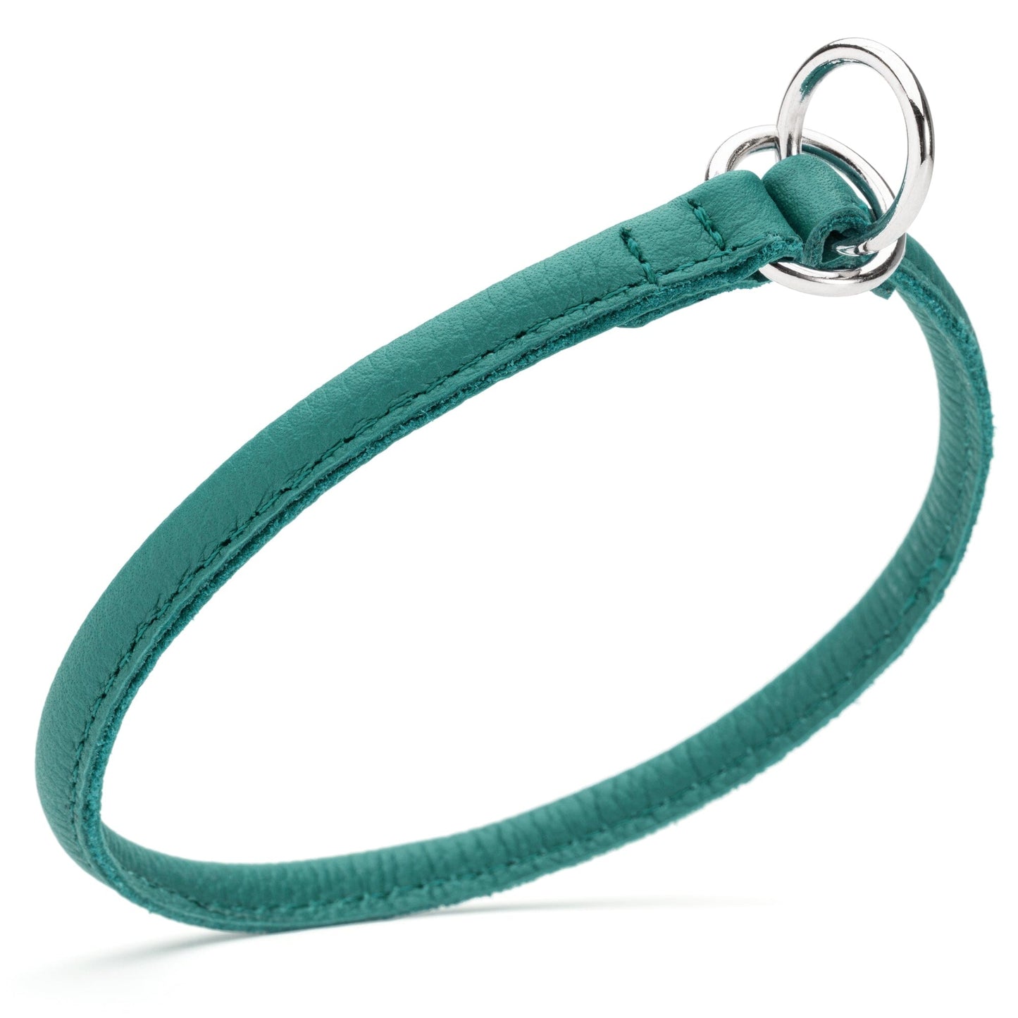 Soft Leather Round Slip Collar Teal 1 4" Dog Collars Dogline