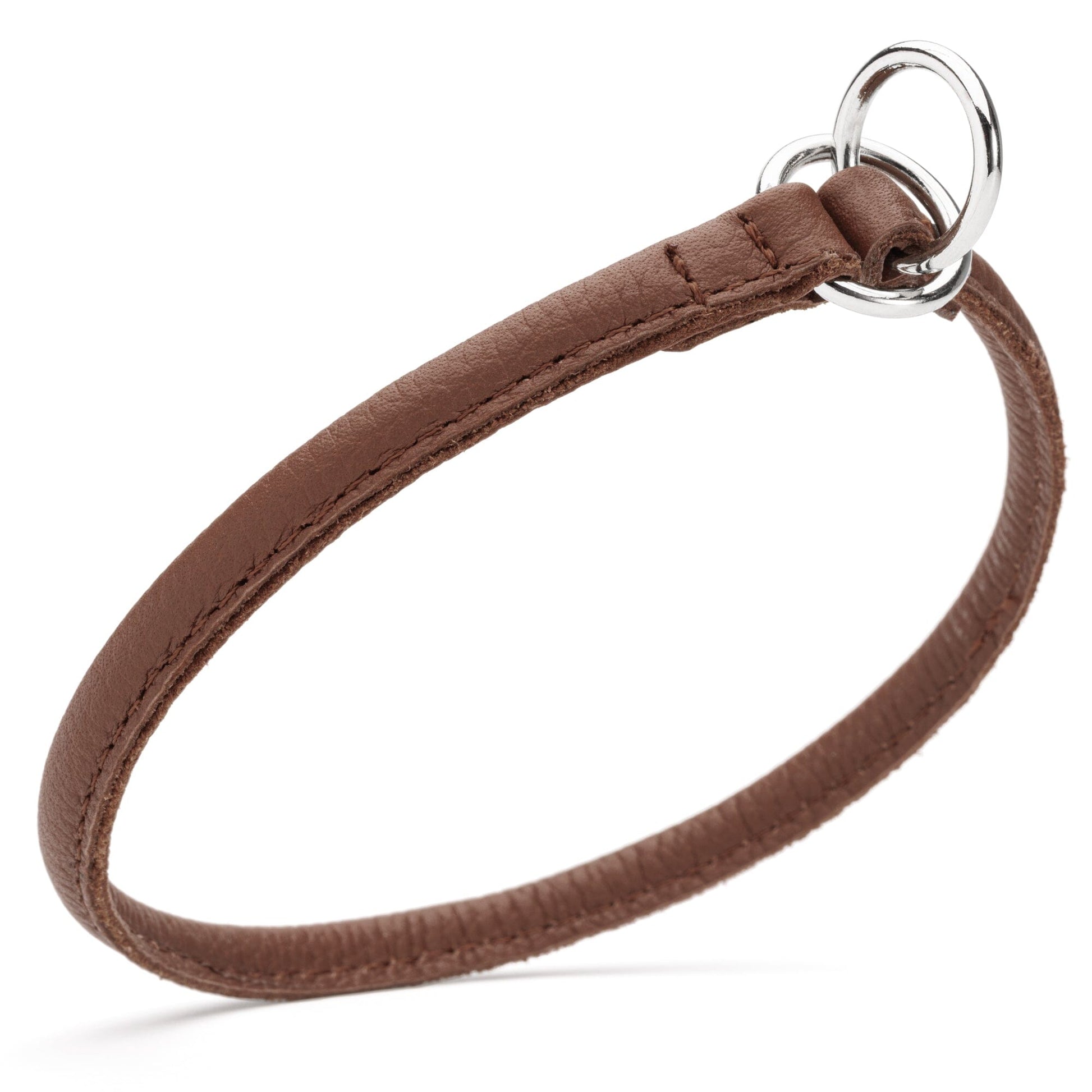 Soft Leather Round Slip Collar Brown 1 4" Dog Collars Dogline