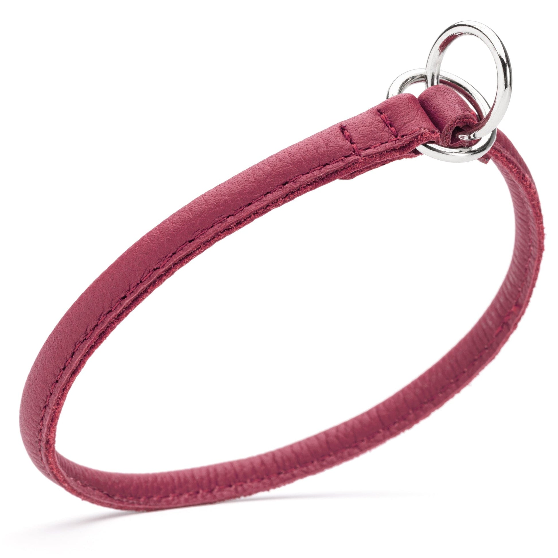Soft Leather Round Slip Collar Pink 1 4" Dog Collars Dogline