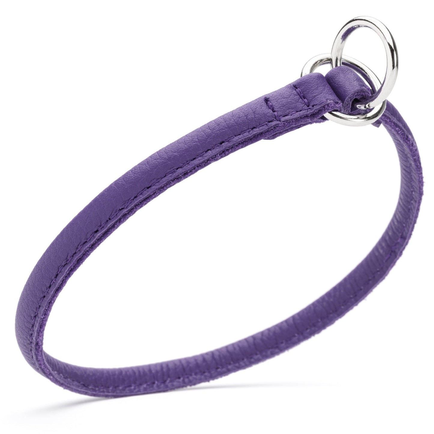 Soft Leather Round Slip Collar Purple 1 4" Dog Collars Dogline