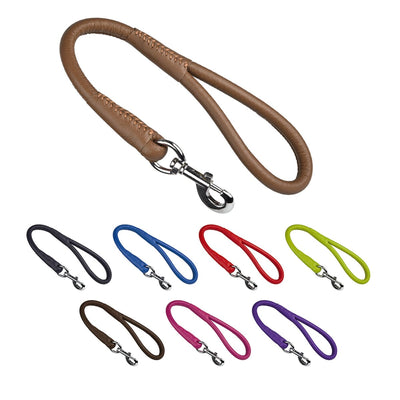 Soft Leather Round Traffic Lead Dog Leashes Dogline