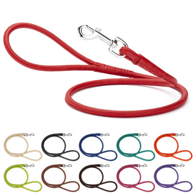 Soft Leather Round Dog Lead Dog Leashes Dogline