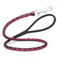 Soft Leather Dual-Color Braided Round Lead Black Pink 3 8" Dog Leashes Dogline