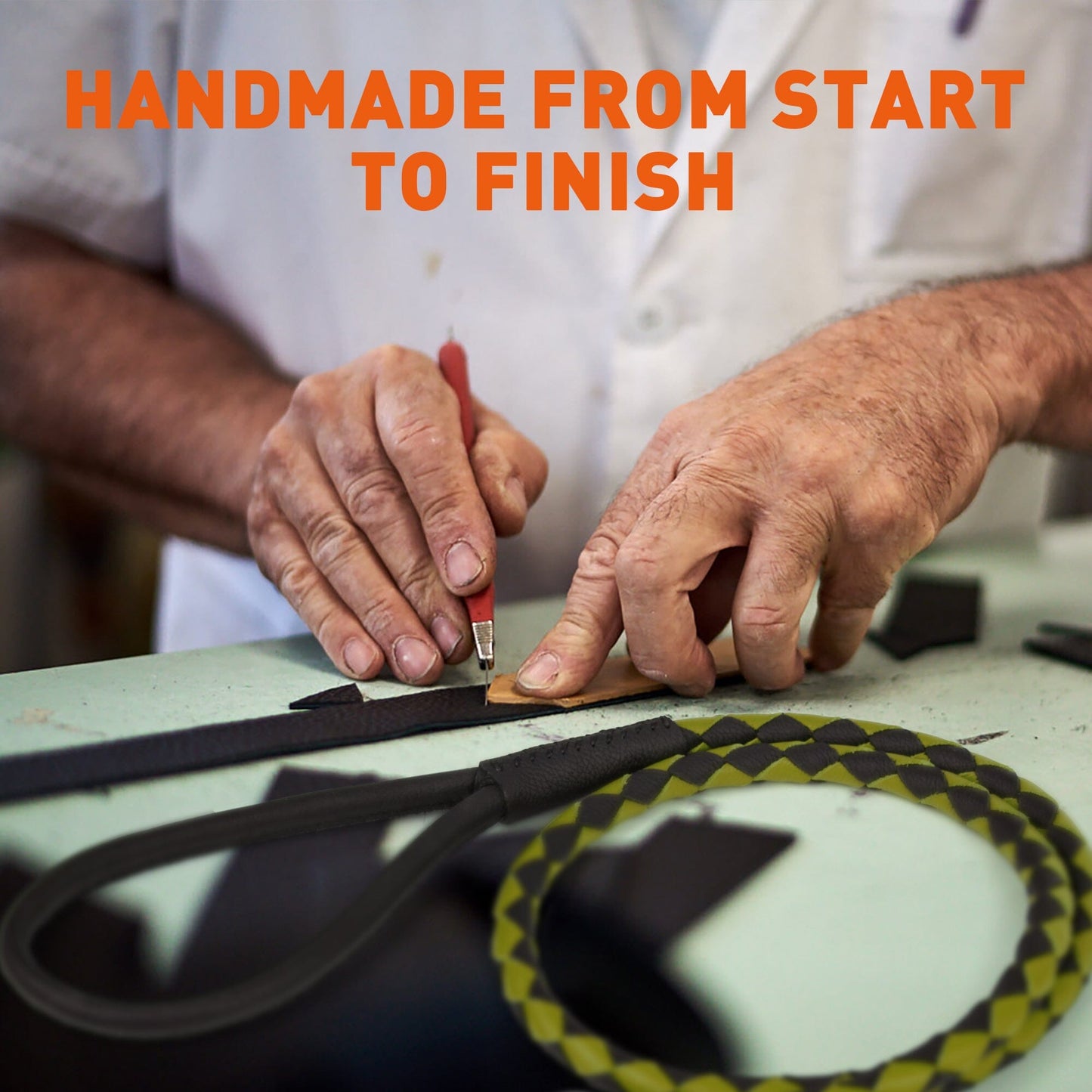 Soft Leather Dual-Color Braided Round Lead Dog Leashes Dogline