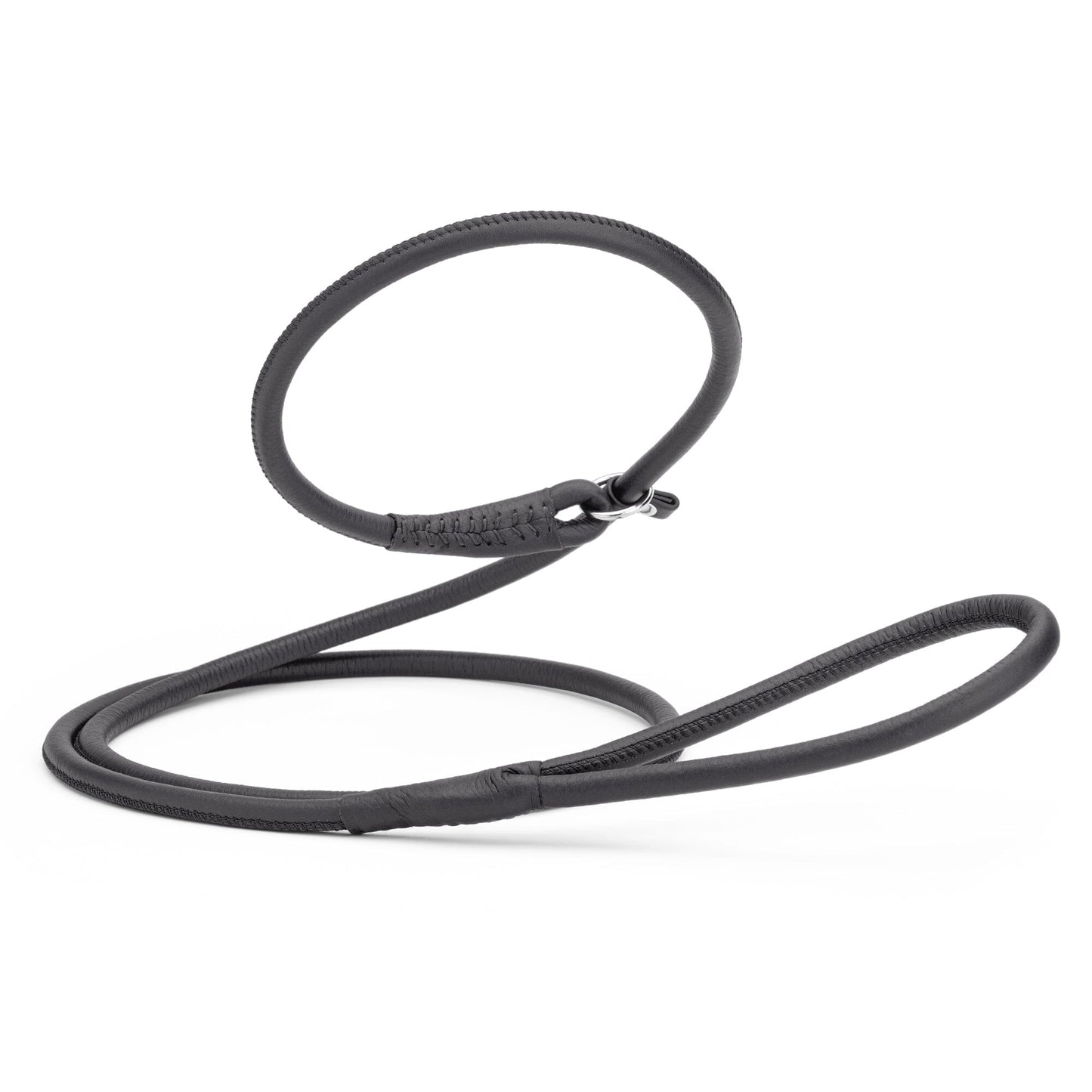 Soft Leather Round Slip Lead for Dogs Black 3 8" Dog Leashes Dogline