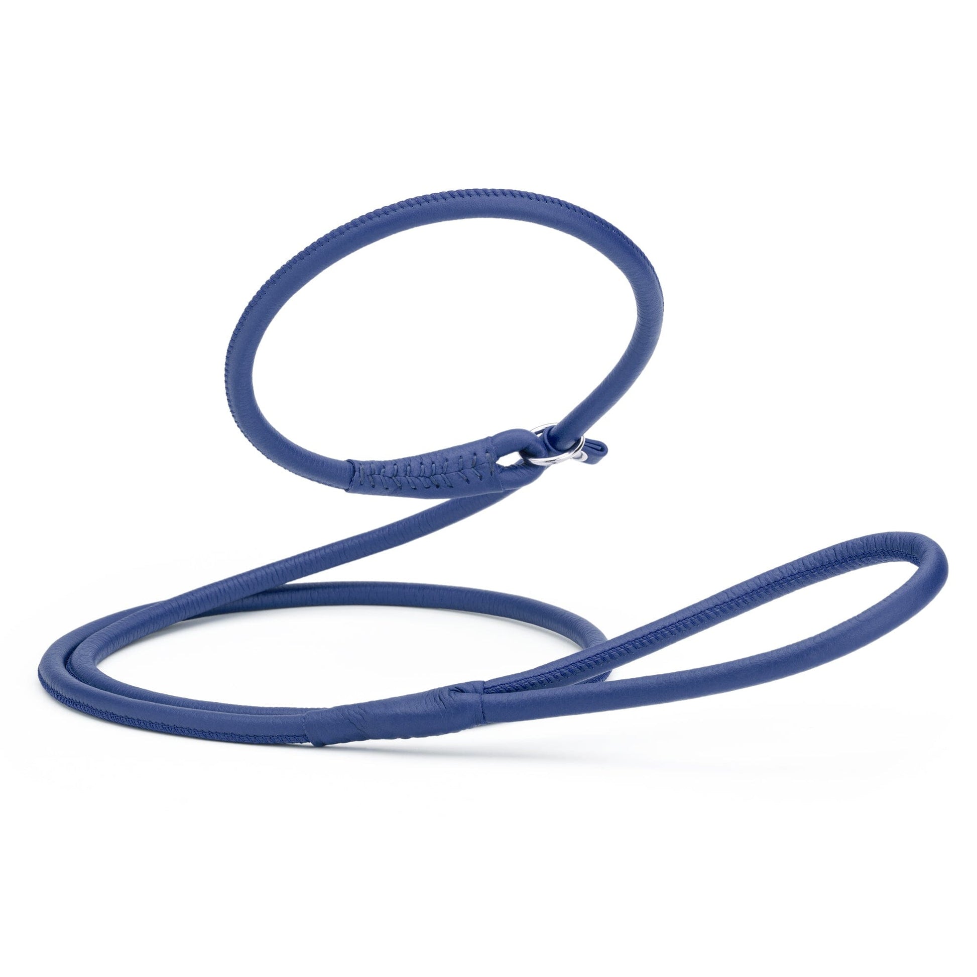 Soft Leather Round Slip Lead for Dogs Royal Blue 6' 3 8" Dog Leashes Dogline