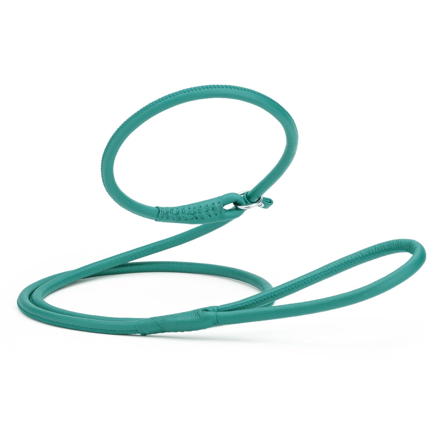 Soft Leather Round Slip Lead for Dogs Teal 6' 3 8" Dog Leashes Dogline